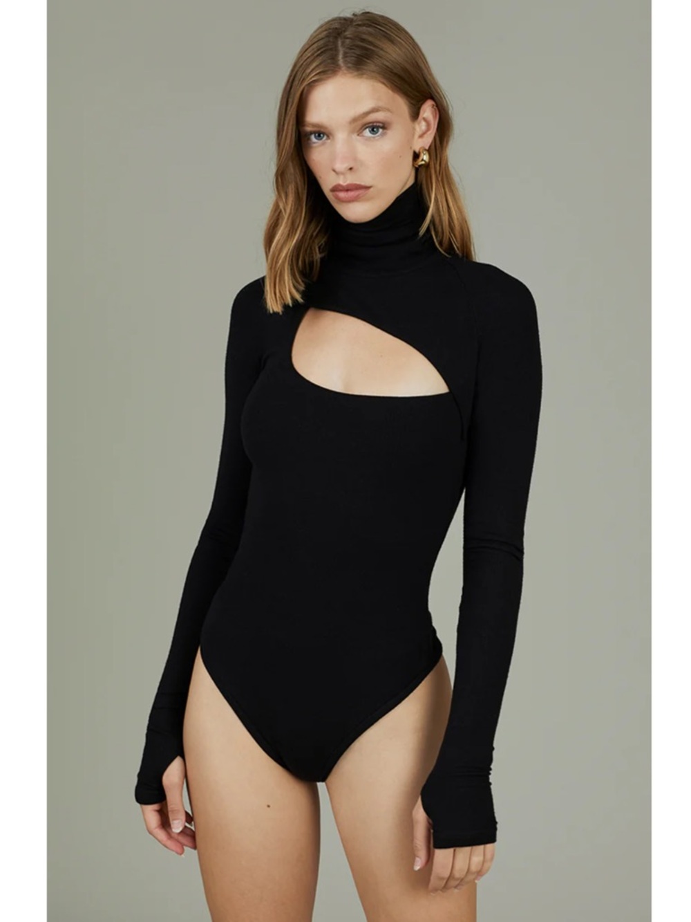 ALIX NYC Carder Black Cutout Turtleneck Long Sleeve Bodysuit Size XS